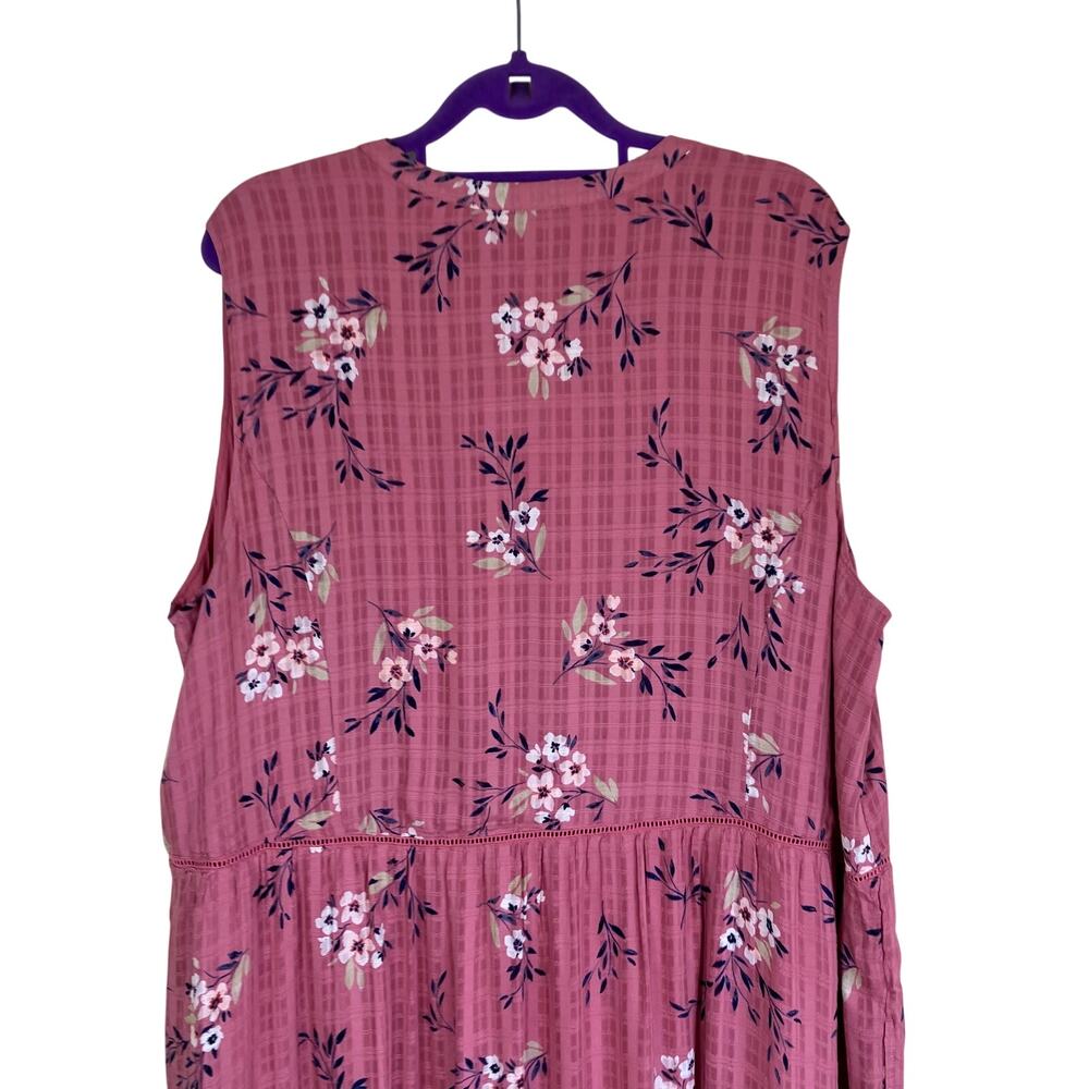 J. Jill Sz 3X NWT Dusty Rose Tiered Floral Sleeveless Rayon Maxi Dress - Picture 6 of 16